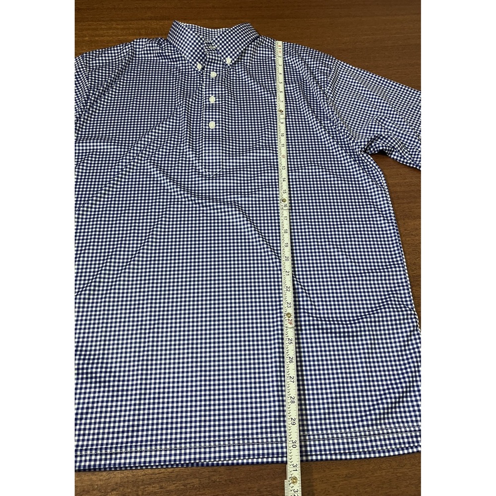 Collars & Co Mens XL Blue Gingham Dress Collar Polo Performance Shirt Preppy - Picture 5 of 9